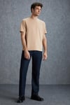 Solo Erkek %100 Organik Pamuklu Kalın Dokulu Comfort Fit Bisiklet Yakalı Bej T-Shirt