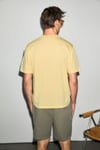 Solo Erkek %100 Organik Pamuklu Kalın Dokulu Comfort Fit Bisiklet Yakalı Sarı T-Shirt
