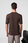 Solo Erkek %100 Organik Pamuklu Kalın Dokulu Comfort Fit Bisiklet Yakalı Kahverengi T-Shirt