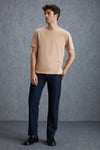 Solo Erkek %100 Organik Pamuklu Kalın Dokulu Comfort Fit Bisiklet Yakalı Bej T-Shirt