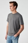 Solo Erkek %100 Organik Pamuklu Kalın Dokulu Comfort Fit Bisiklet Yakalı Gri T-Shirt