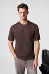 Solo Erkek %100 Organik Pamuklu Kalın Dokulu Comfort Fit Bisiklet Yakalı Kahverengi T-Shirt