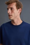 Solo Erkek %100 Organik Pamuklu Kalın Dokulu Comfort Fit Bisiklet Yakalı Lacivert T-Shirt