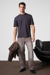 Solo Erkek %100 Organik Pamuklu Kalın Dokulu Comfort Fit Bisiklet Yakalı Füme T-Shirt