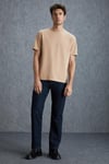 Solo Erkek %100 Organik Pamuklu Kalın Dokulu Comfort Fit Bisiklet Yakalı Bej T-Shirt