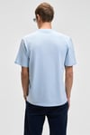 SONORA Erkek Baskı Detaylı %100 Organik Pamuk Regular Fit Kısa Kollu Mavi T-Shirt