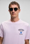 SONORA Erkek Baskı Detaylı %100 Organik Pamuk Regular Fit Kısa Kollu Pembe T-Shirt