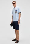SONORA Erkek Baskı Detaylı %100 Organik Pamuk Regular Fit Kısa Kollu Mavi T-Shirt