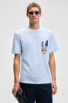 SONORA Erkek Baskı Detaylı %100 Organik Pamuk Regular Fit Kısa Kollu Mavi T-Shirt