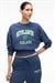 SORELLIA Kadın Bisiklet Yaka Üzerine Oturan Beli Korseli Baskılı Regular Lacivert Sweatshirt