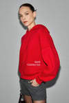 SPECTRUM Kadın Organik Pamuklu İçi Polarlı Kapüşonlu Baskılı Oversize Kırmızı Sweatshirt