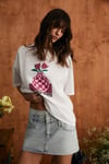 SPRINE Kadın Yumuşak Kumaşlı %100 Pamuklu Baskılı Regular Beyaz T-Shirt