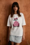 SPRINE Kadın Yumuşak Kumaşlı %100 Pamuklu Baskılı Regular Beyaz T-Shirt