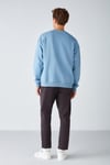 STEPHAN Erkek Yumuşacık Kışlık Kumaşlı 3 İplik Organik Pamuk Örme Oversize Mavi Sweatshirt