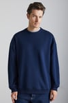 Stephan Erkek Yumuşacık Kumaşlı Organik Pamuklu Oversize Fit Yuvarlak Yakalı Lacivert Sweatshirt