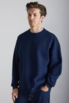 Stephan Erkek Yumuşacık Kumaşlı Organik Pamuklu Oversize Fit Yuvarlak Yakalı Lacivert Sweatshirt