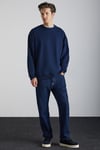 Stephan Erkek Yumuşacık Kumaşlı Organik Pamuklu Oversize Fit Yuvarlak Yakalı Lacivert Sweatshirt