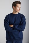 Stephan Erkek Yumuşacık Kumaşlı Organik Pamuklu Oversize Fit Yuvarlak Yakalı Lacivert Sweatshirt