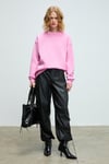 SUSANA Kadın Bisiklet Yaka İçi Polarlı Oversize Fit Basic Açık Pembe Sweatshirt