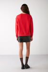 SUSANA Kadın Bisiklet Yaka İçi Polarlı Oversize Fit Basic Kırmızı Sweatshirt
