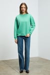 SUSANA Kadın Bisiklet Yaka İçi Polarlı Oversize Fit Basic Mint Yeşil Sweatshirt