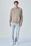SUSTAINY Erkek Oversize Kapüşonlu Uzun Kollu Vizon Sweatshirt