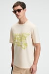 SWEET Erkek %100 Pamuk Oversize Fit Baskılı Kısa Kollu Yuvarlak Yakalı Vanilya T-Shirt