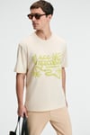 SWEET Erkek %100 Pamuk Oversize Fit Baskılı Kısa Kollu Yuvarlak Yakalı Vanilya T-Shirt