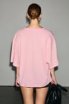 SYLORA Kadın Organik Pamuklu Keten Karışımlı V Yakalı Rahat Kalıp Pembe T-Shirt