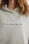 TAINA Kadın Nakış Detaylı Organik Pamuk Şehir Temalı Regular Kapüşonlu Bej Sweatshirt