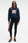 TALMERA Kadın Önü Baskılı Yuvarlak Yaka Lacivert Sweatshirt
