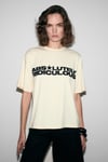 TAMBEZA Kadın %100 Pamuk Yumuşak Kumaşlı Baskı Detaylı Sarı T-Shirt