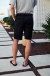 TEEMO Erkek Yanları Cepli Fermuarlı Likralı Slim Fit Siyah Şort