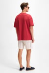 TEMPUS Erkek Baskı Detaylı %100 Organik Pamuk Bisiklet Yaka Oversize Fit Bordo T-Shirt