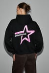 TERALY Kadın Organik Pamuklu Polarlı Kumaşlı Baskı Detaylı Siyah Sweatshirt