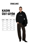 TERALY Kadın Organik Pamuklu Polarlı Kumaşlı Baskı Detaylı Siyah Sweatshirt