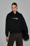 TERALY Kadın Organik Pamuklu Polarlı Kumaşlı Baskı Detaylı Siyah Sweatshirt