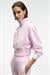 THALIA Kadın Arka Baskılı Ve Patch Detaylı Fermuarlı Dik Yakalı Pembe Sweatshirt