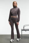 THALIA Kadın Arka Baskılı Ve Patch Detaylı Fermuarlı Dik Yakalı Antrasit Sweatshirt