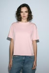 TILORIA Kadın Organik Pamuklu Baskılı Bisiklet Yaka Regular Fit Somon T-Shirt