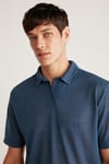 TOBY Keten Görünümlü Regular Lacivert Tekli Polo Yaka T-Shirt