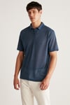 TOBY Keten Görünümlü Regular Lacivert Tekli Polo Yaka T-Shirt