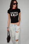TOMRIS Kadın Yumuşak Ve Esnek Kumaşlı Organik Pamuklu Dünya Kupasına Özel Baskılı Siyah T-Shirt