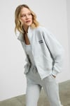 TORINA Kadın Nakış Detaylı Fermuarlı Çift Cepli Relax Grimelanj Sweatshirt