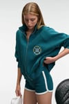 TORMENTA Kadın Nakışlı Fermuarlı Dik Yaka Çift Cepli Reglan Kol Koyu Turkuaz Sweatshirt