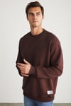 TRAVIS Erkek Organik Kumaşlı Yumuşacık Regular Fit Yuvarlak Yakalı Koyu Kahverengi Sweatshirt