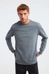TRAVIS Erkek Organik Kumaşlı Yumuşacık Regular Fit Yuvarlak Yakalı Koyu Gri Sweatshirt