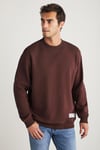 TRAVIS Erkek Organik Kumaşlı Yumuşacık Regular Fit Yuvarlak Yakalı Kahverengi Sweatshirt