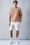 TRAVIS Erkek Organik Kumaşlı Yumuşacık Regular Fit Yuvarlak Yakalı Bej Sweatshirt