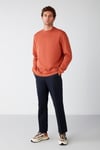 TRAVIS Erkek Yumuşacık Kumaşlı Regular Fit Yuvarlak Yakalı Turuncu Sweatshirt